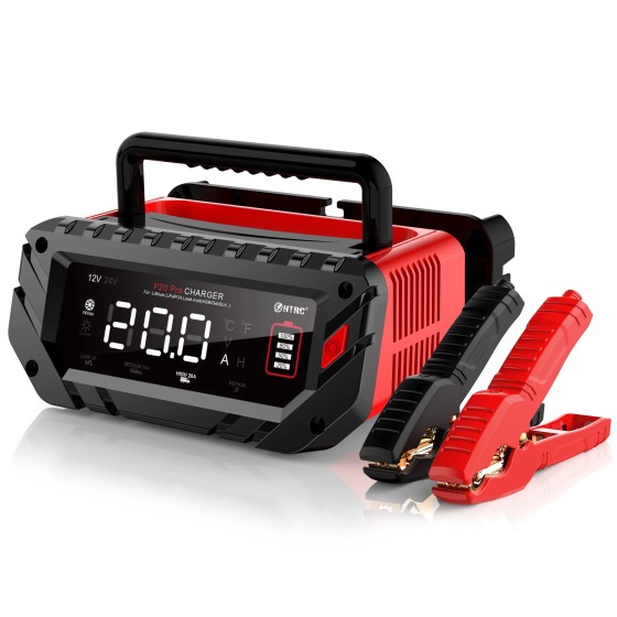 HTRC P20 Pro Portable Battery Charger 12v 20a 20 Car Battery Charger 12 Volt for Lithium Lead Acid Battery